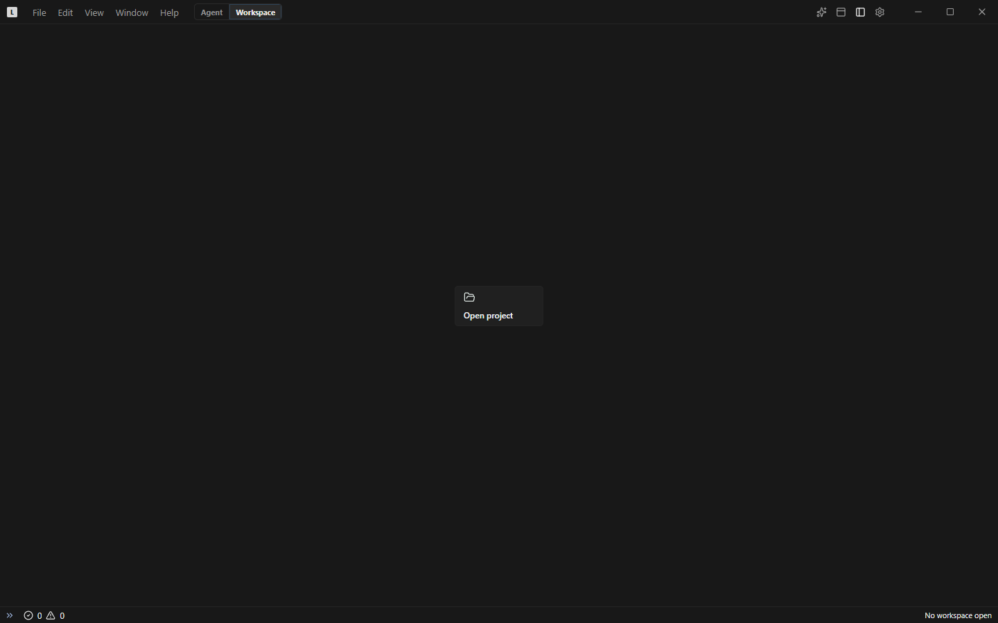 Lux IDE welcome screen