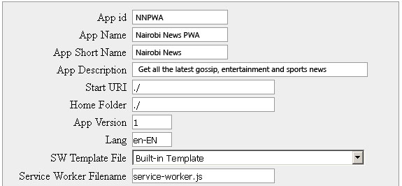 form for editing app params