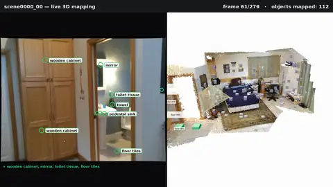 Scene-LM mapping a room in 3D, object by object