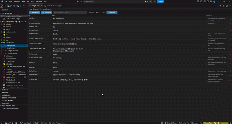 ResX Editor Pro — grid editor in action