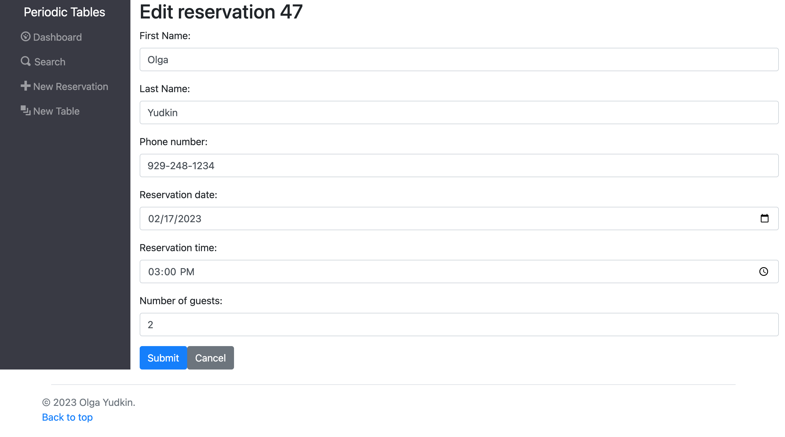 update reservation large screen