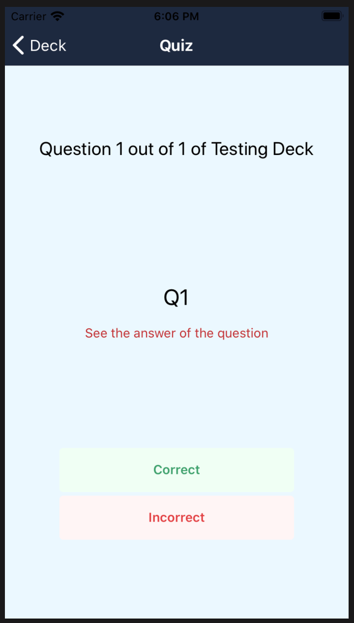 Quiz with the question