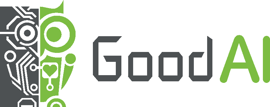 GoodAI Logo. A cybernetic owl, which is half robot, half organic, and next to it the company name: GoodAI