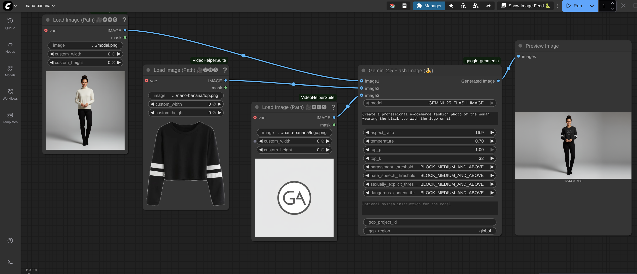 Sample workflow using Gemini 2.5 Flash node