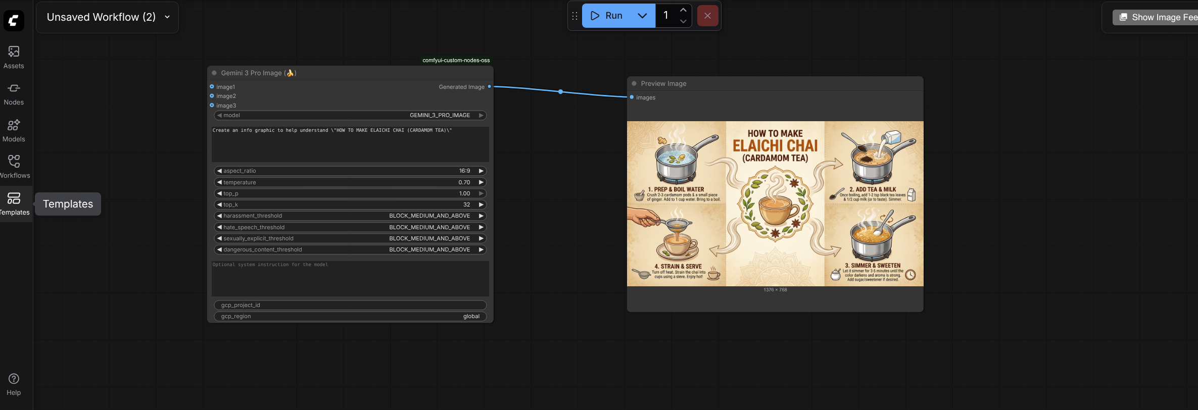 Sample workflow using Nano Banana Pro node