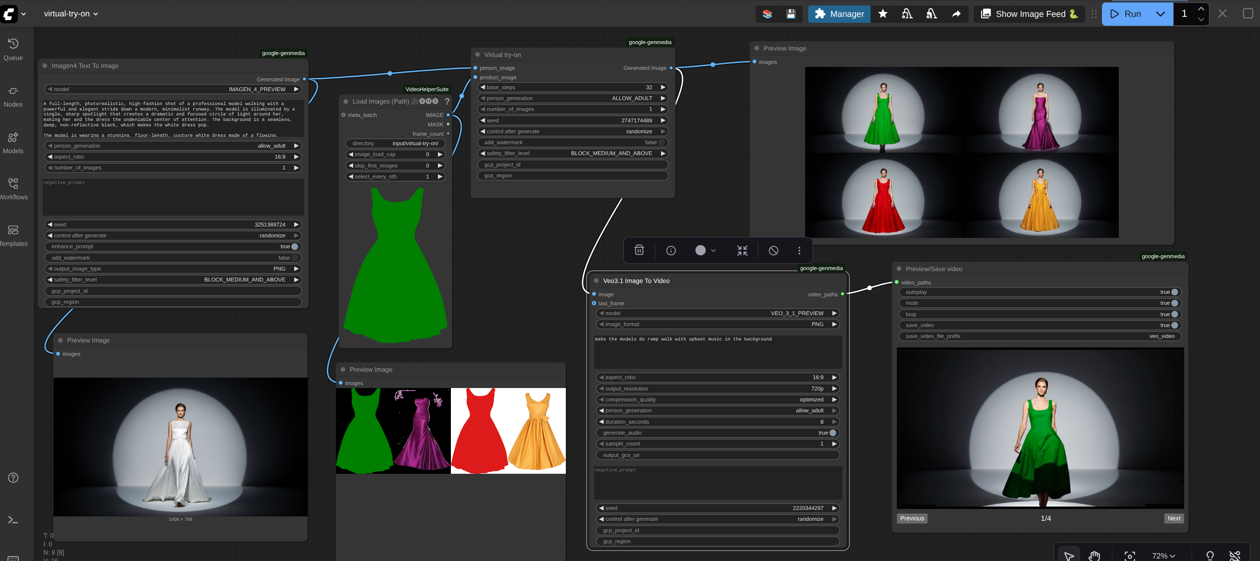 Sample workflow using Virtual-try-on node