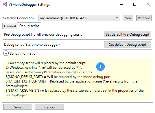 VSMonoDebugger Settings