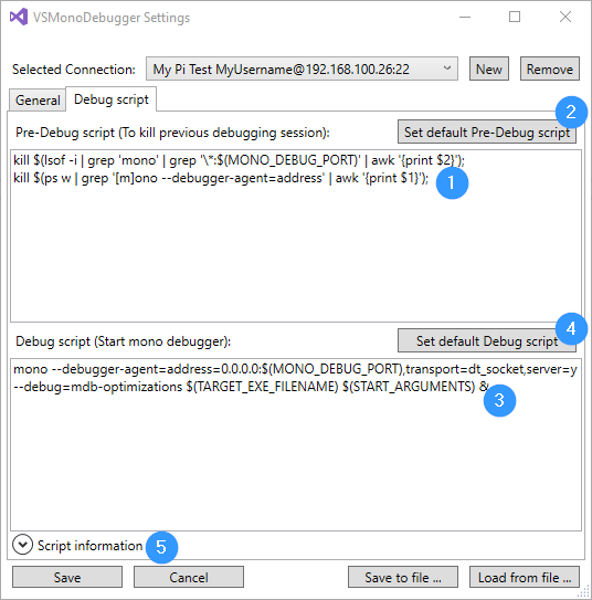 VSMonoDebugger Settings