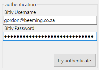 authenticate with bitly