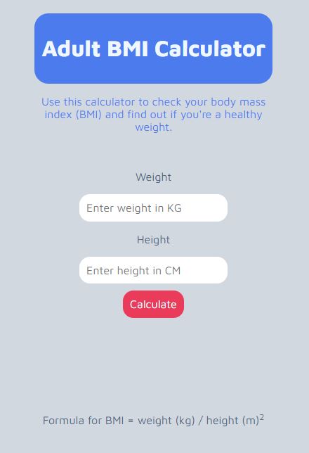 GitHub - Gosia-Ras/bmi-calculator-react: Simple BMI calculator using ...