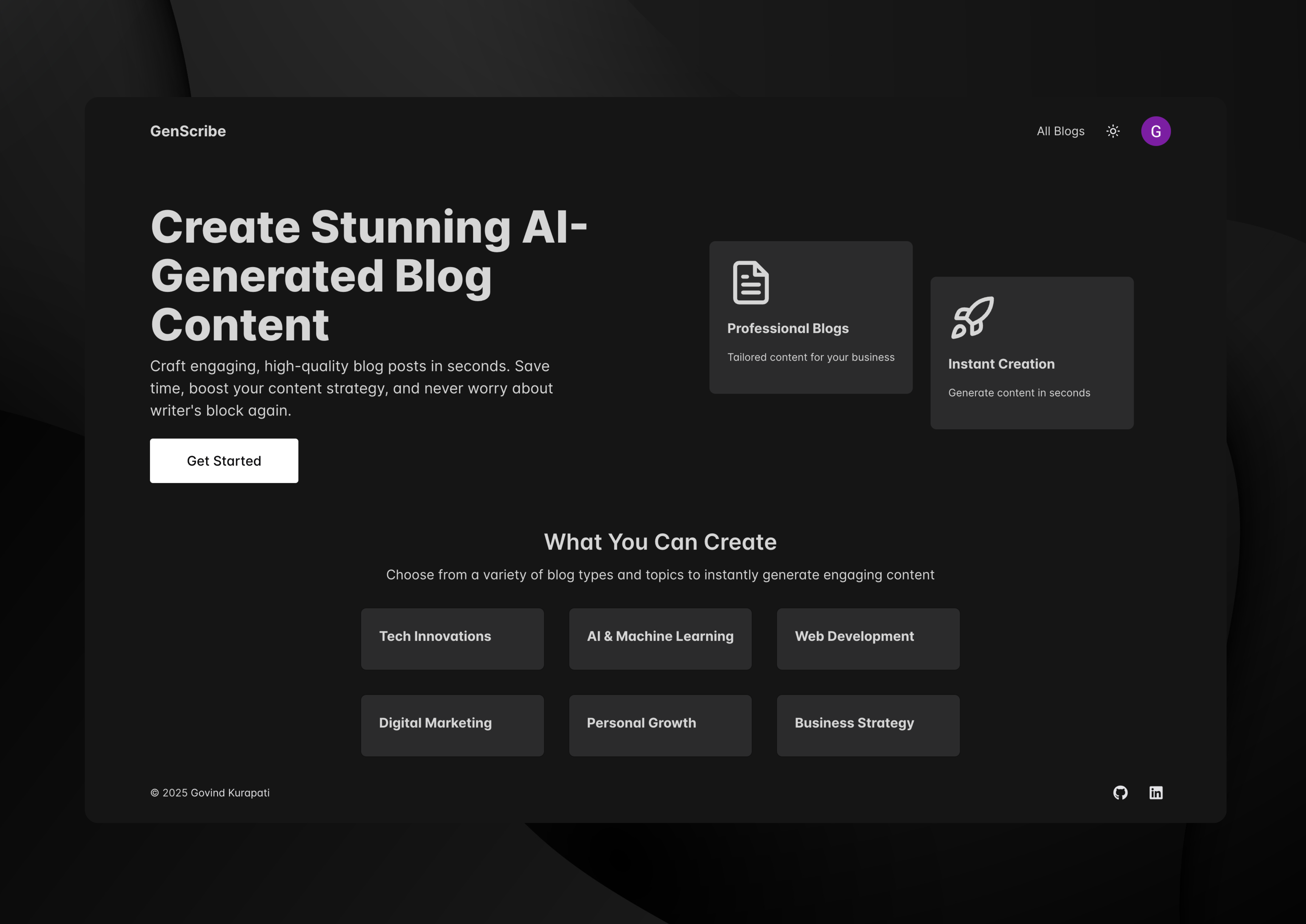 GenScribe Landing Page