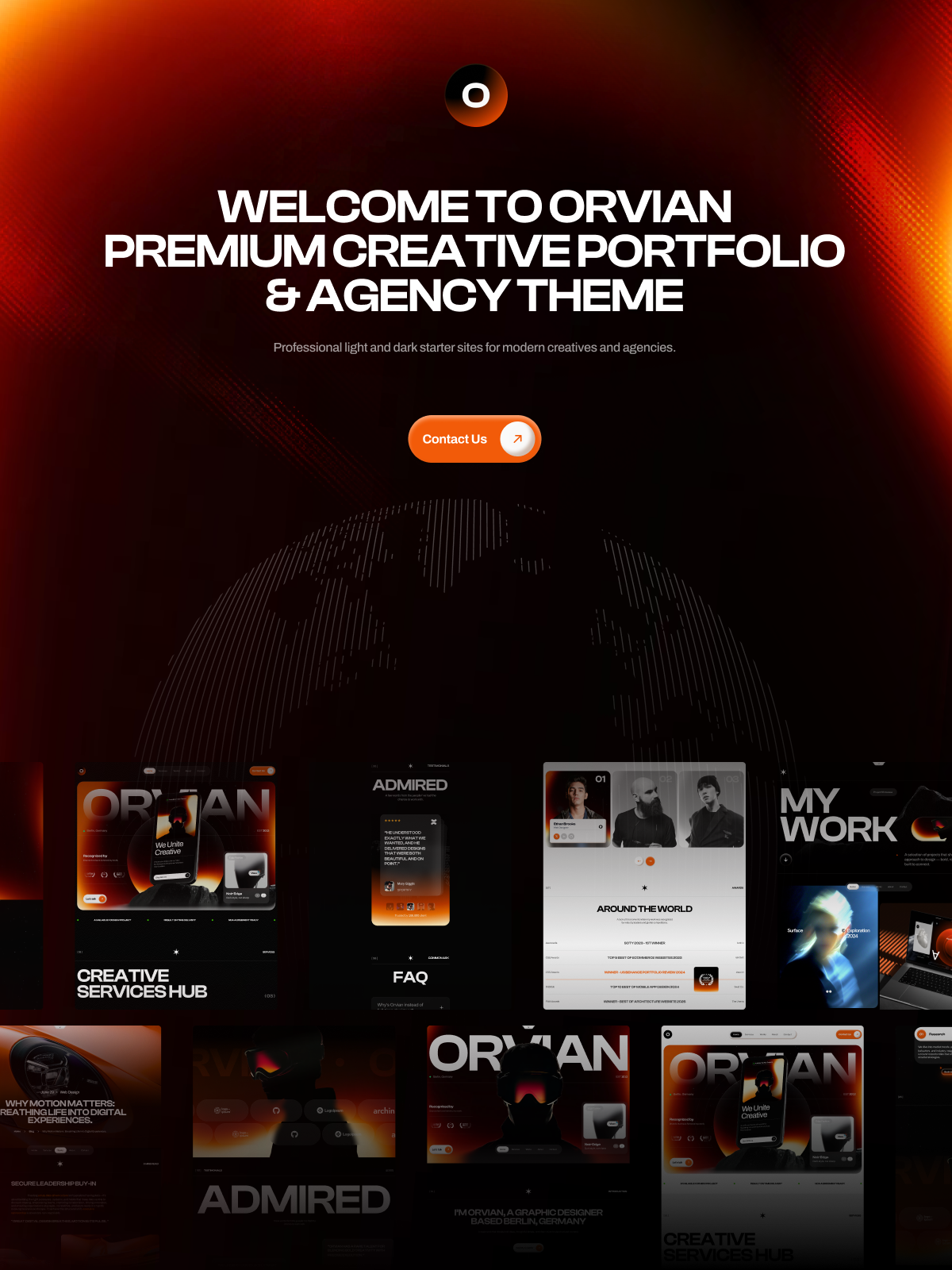 Orvian Premium Creative Portfolio & Agency WordPress Theme - Light and Dark Starter Sites for Modern Creatives and Agencies