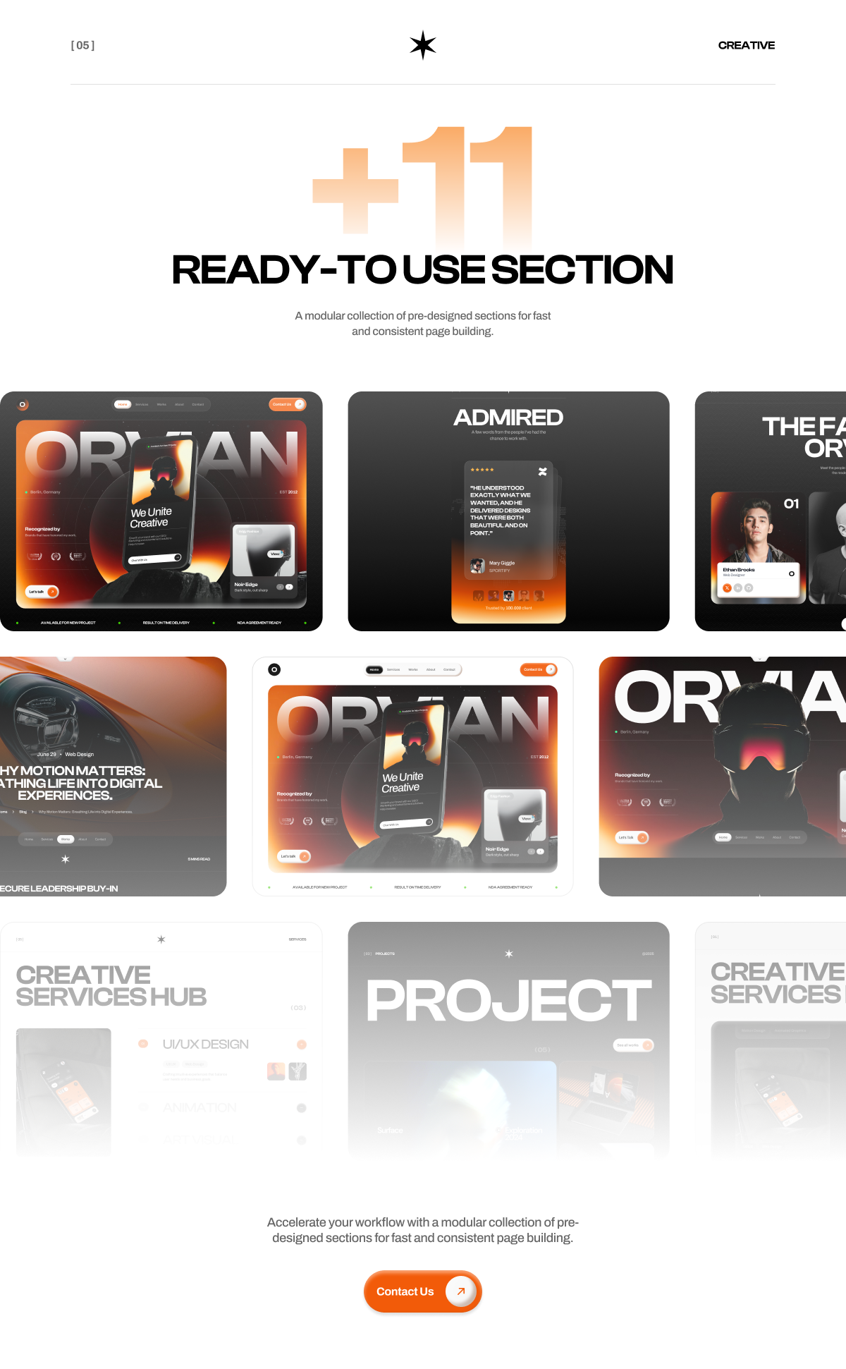 Orvian 11+ Ready-to-Use Section Templates for Elementor
