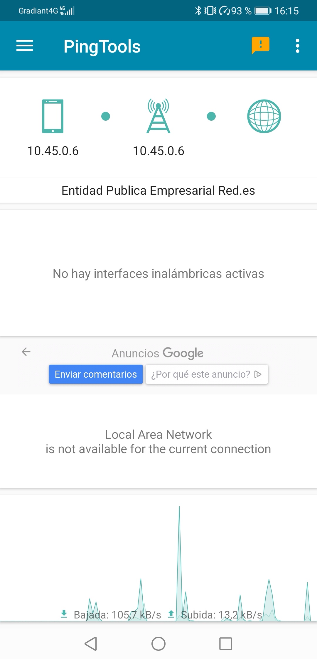UE connected to network