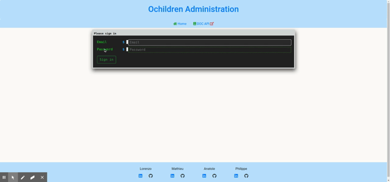 O'Children backend ScreenShot