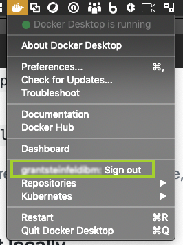 Docker Desktop Find your logged-in username