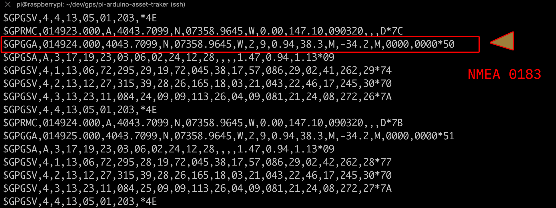 NMEA serial output