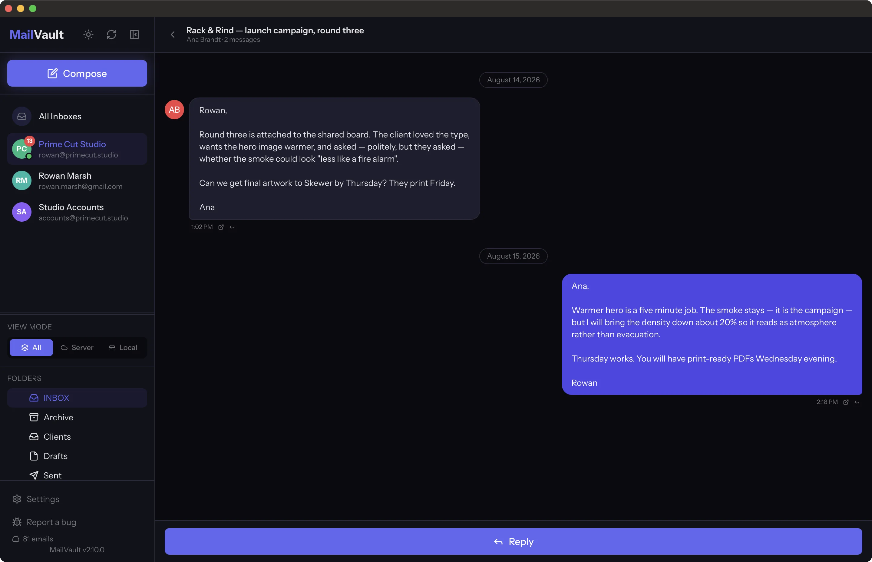 A conversation rendered as chat bubbles