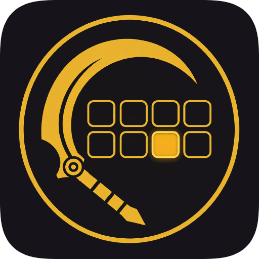 gw1-mcp logo — a golden scythe and an eight-slot skill bar