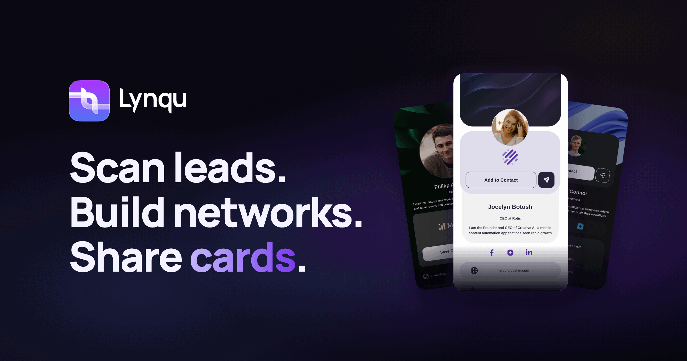 Lynqu — Scan leads. Build networks. Share cards.