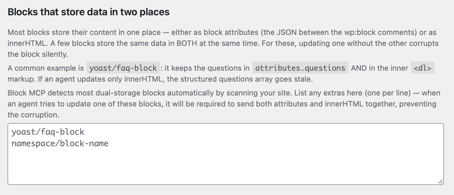 Dual-storage blocks