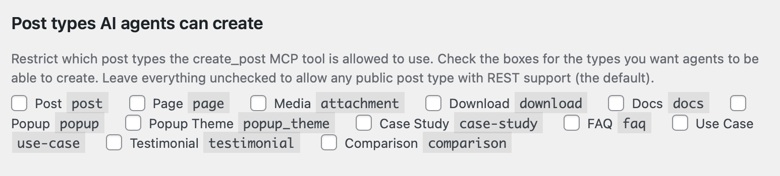 Post types allow-list