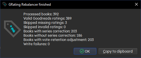 Run results dialog