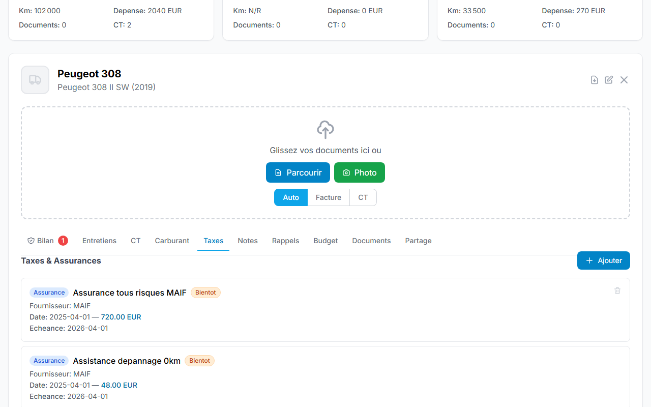 Tax and insurance tracking