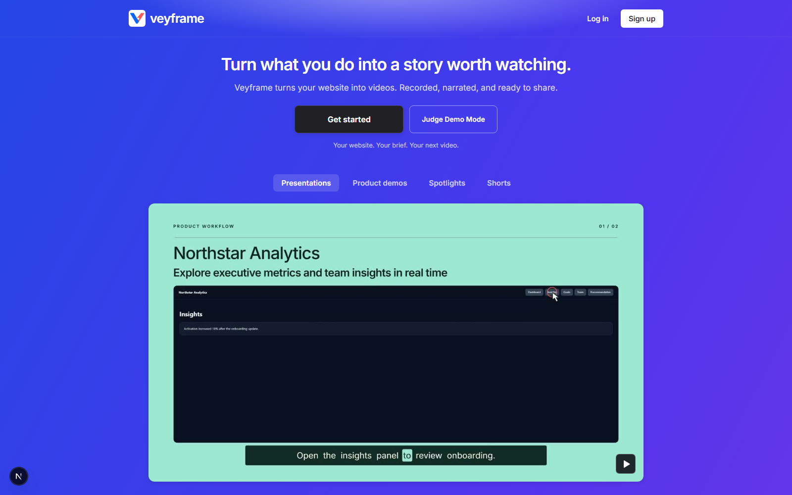 Veyframe landing page
