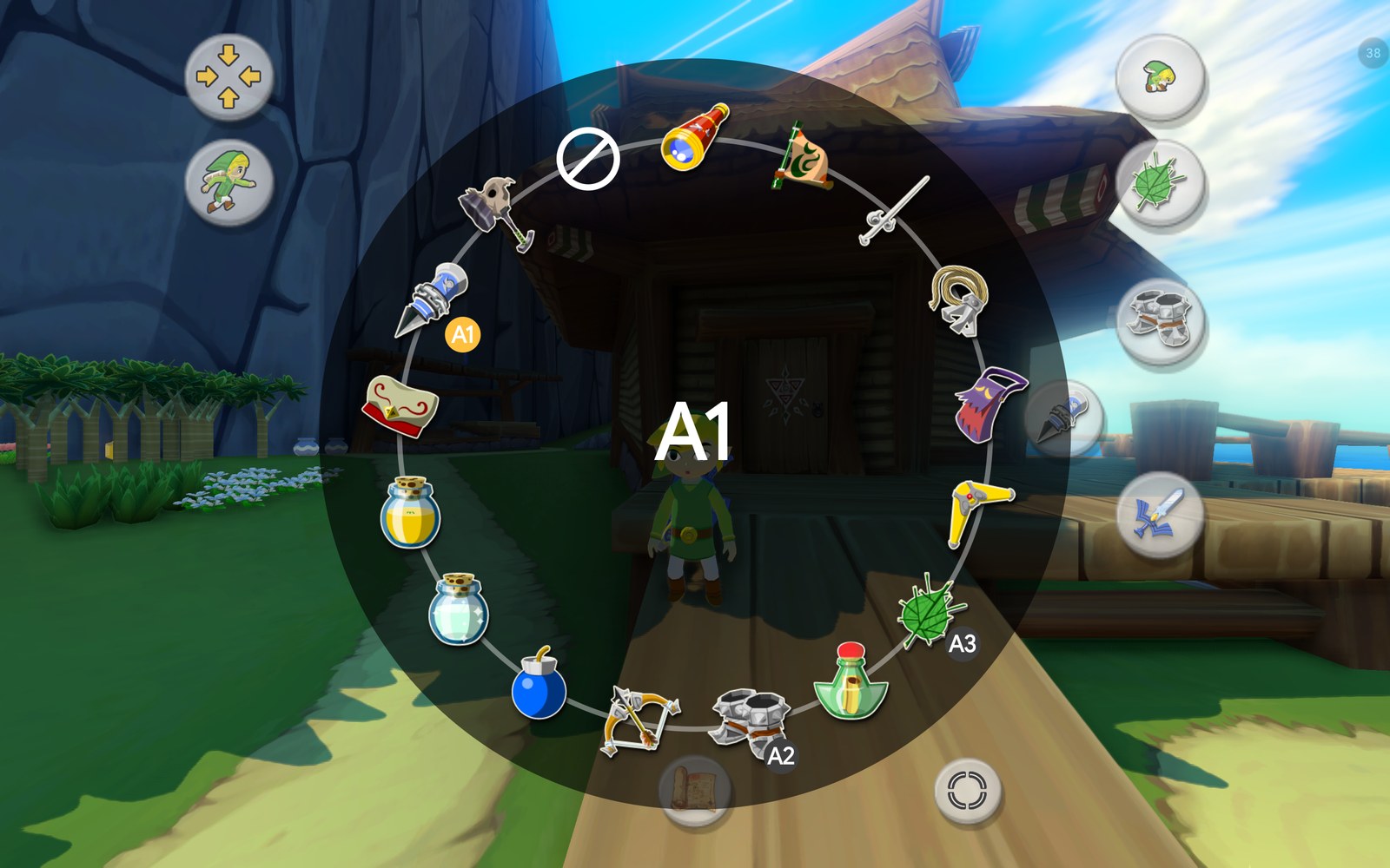 Hold an item button: the item ring