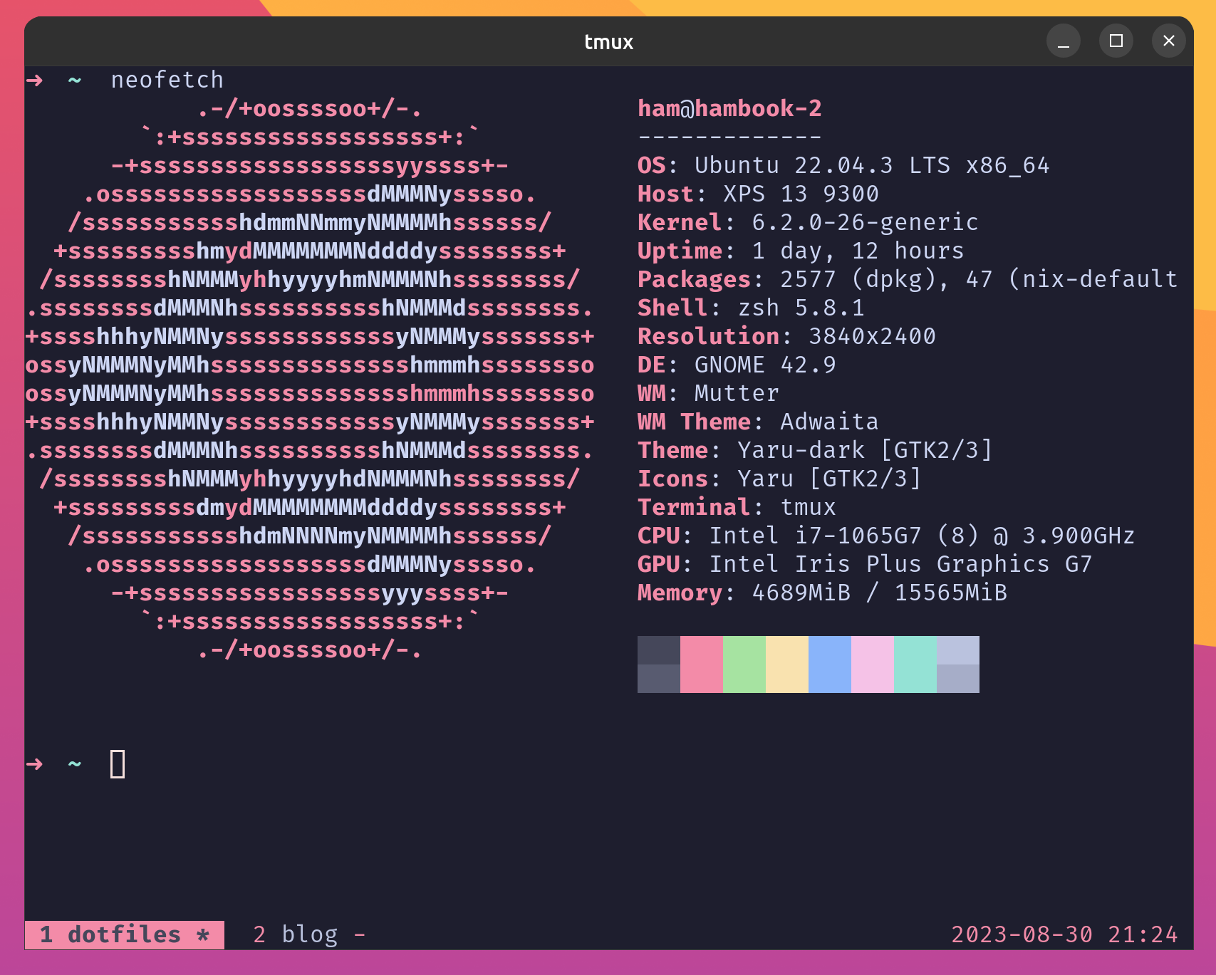 tmux screenshot