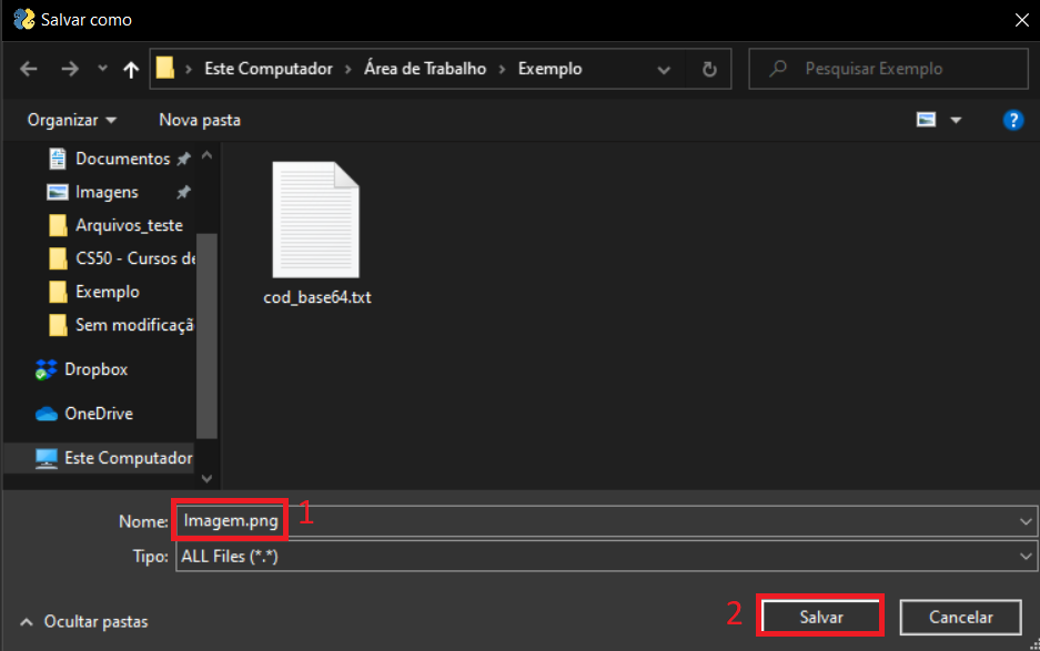 Menu salvar como