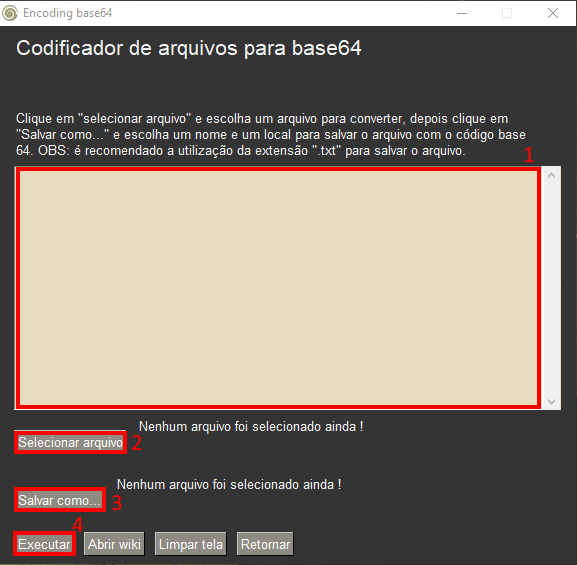 Imagem menu Codificação arquivos