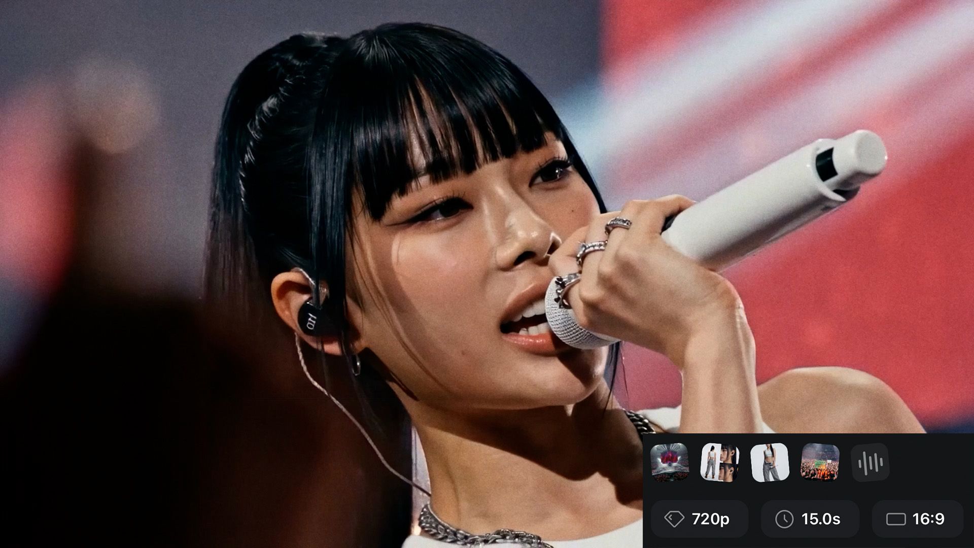 CTRL — on-stage performance close-up, mic and IEM, generated in Higgsfield