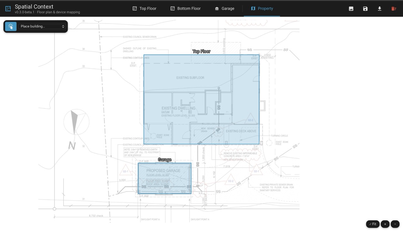 Property tab — Top Floor and Garage placed on a site photo