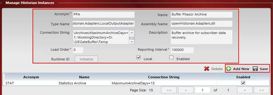 Historian Configuration