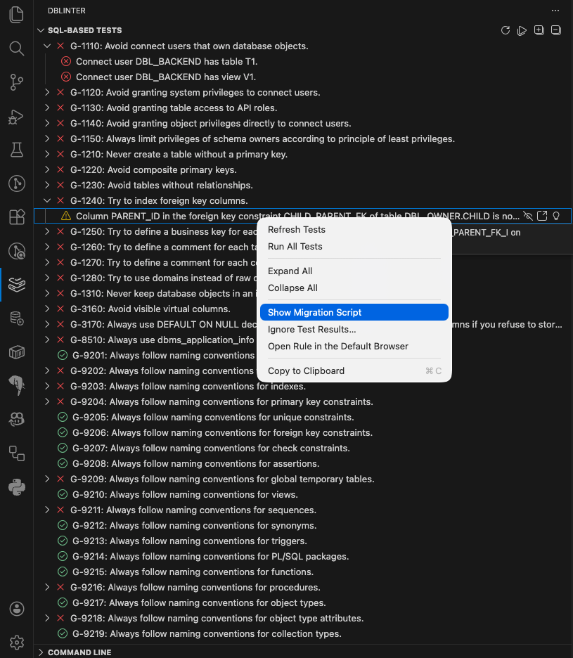 Connection Settings in VS Code