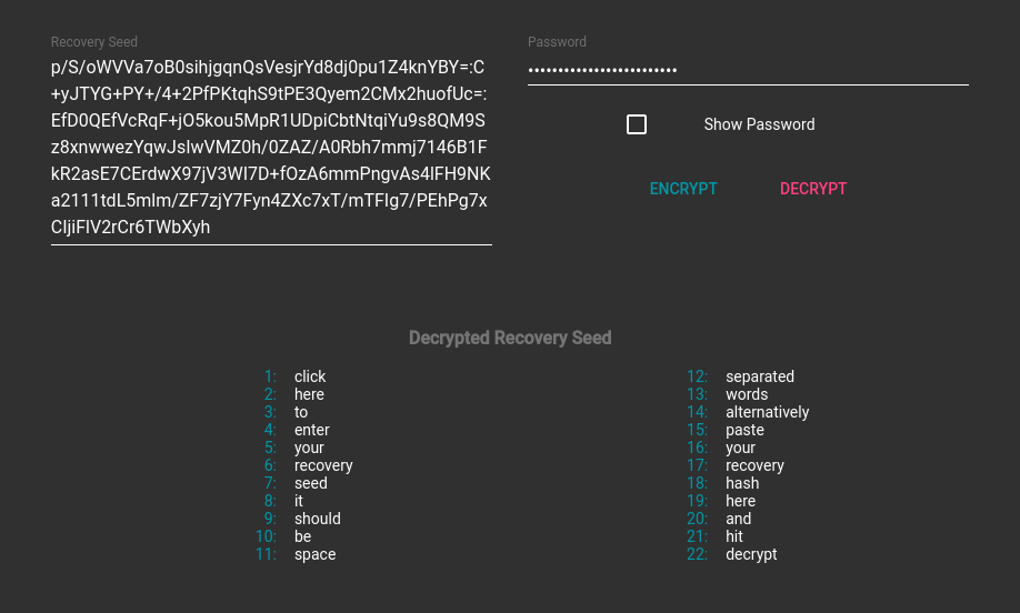 Decryption Screenshot