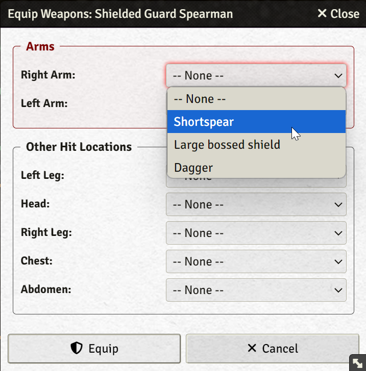 Equip Weapon