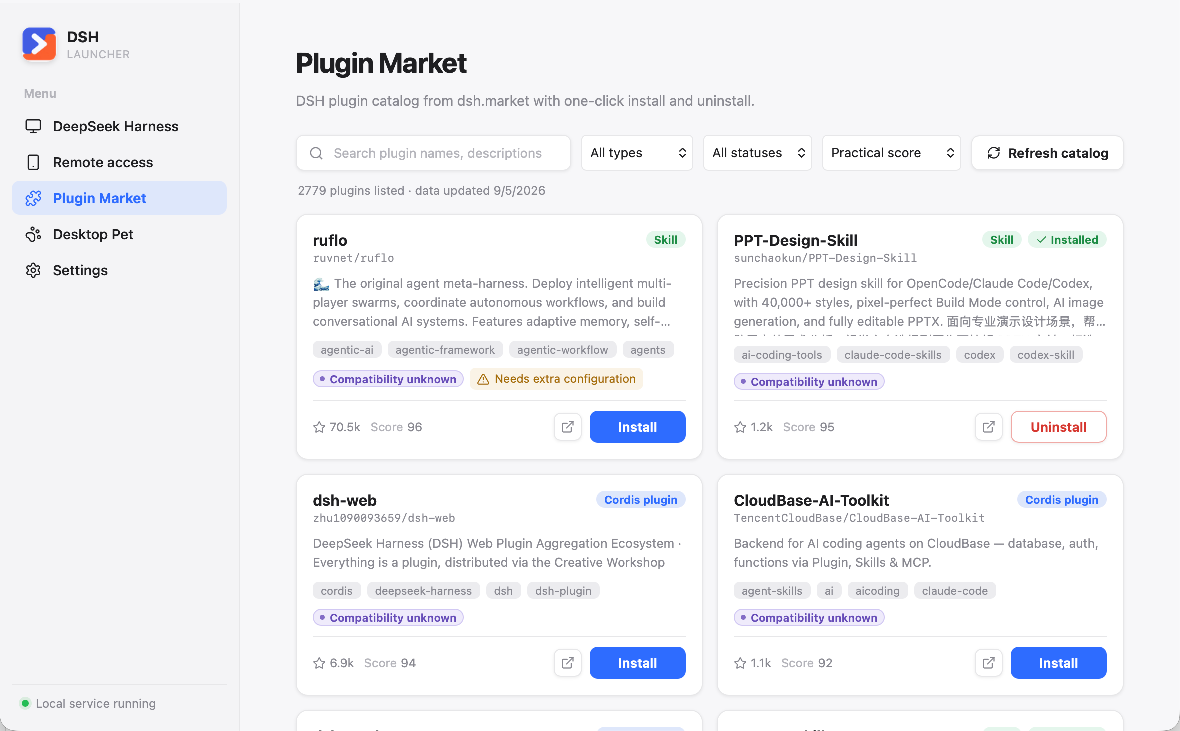 DSH Launcher plugin marketplace