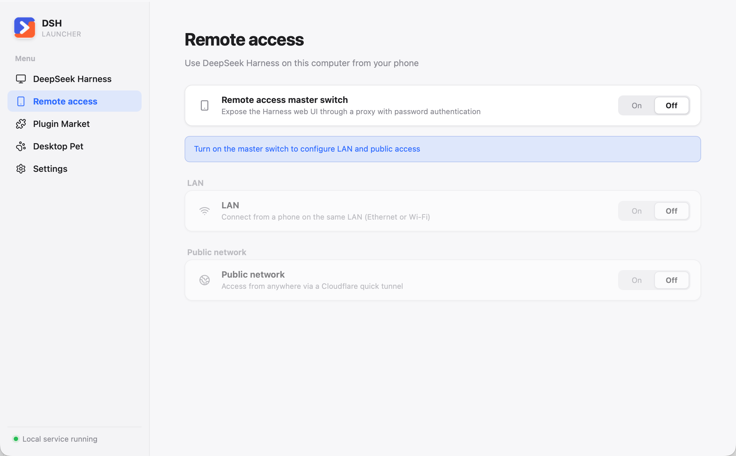 DSH Launcher remote access