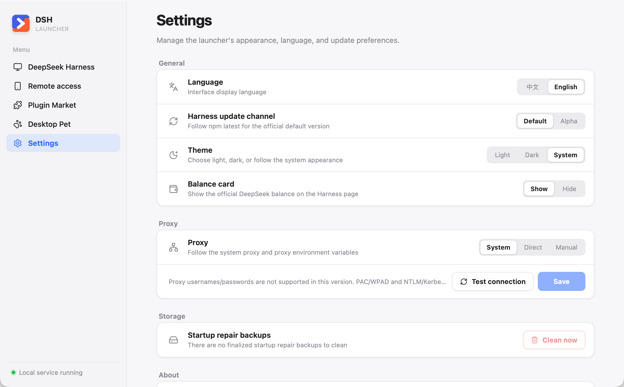 DSH Launcher settings