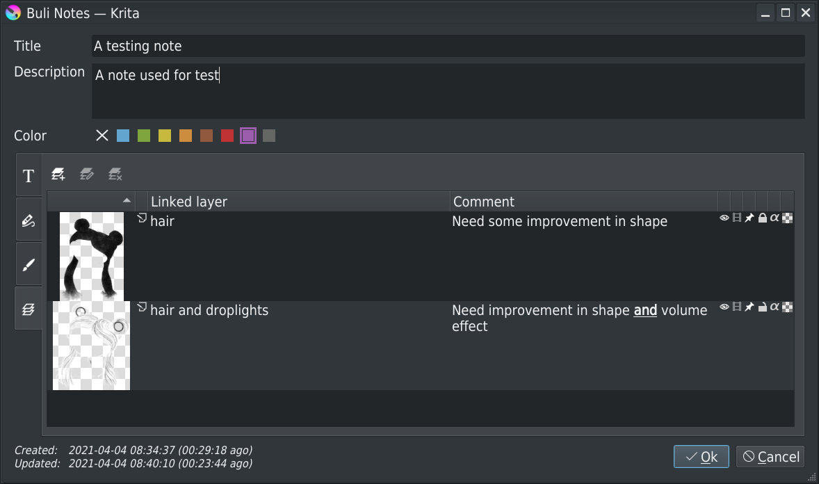 Linked layers note