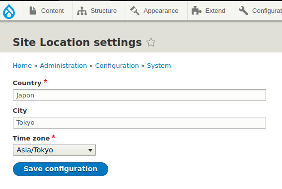 Site Location Settings Form