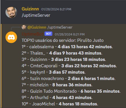 uptimeServer - servidor X