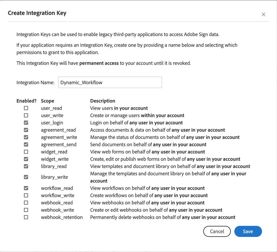 integration key