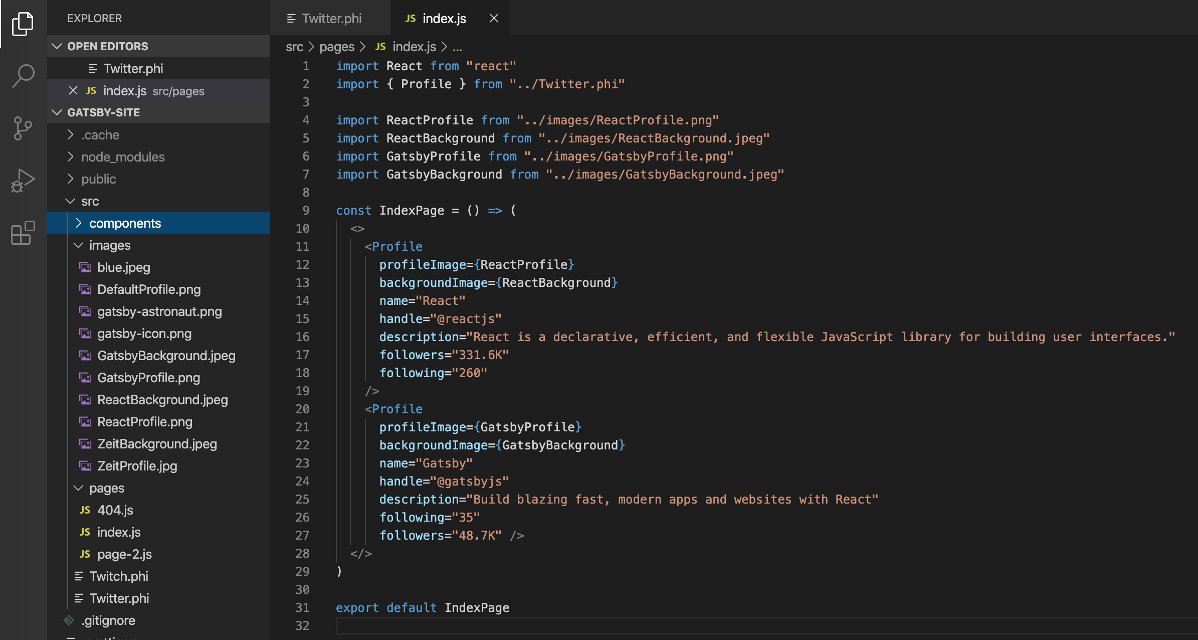 Code example