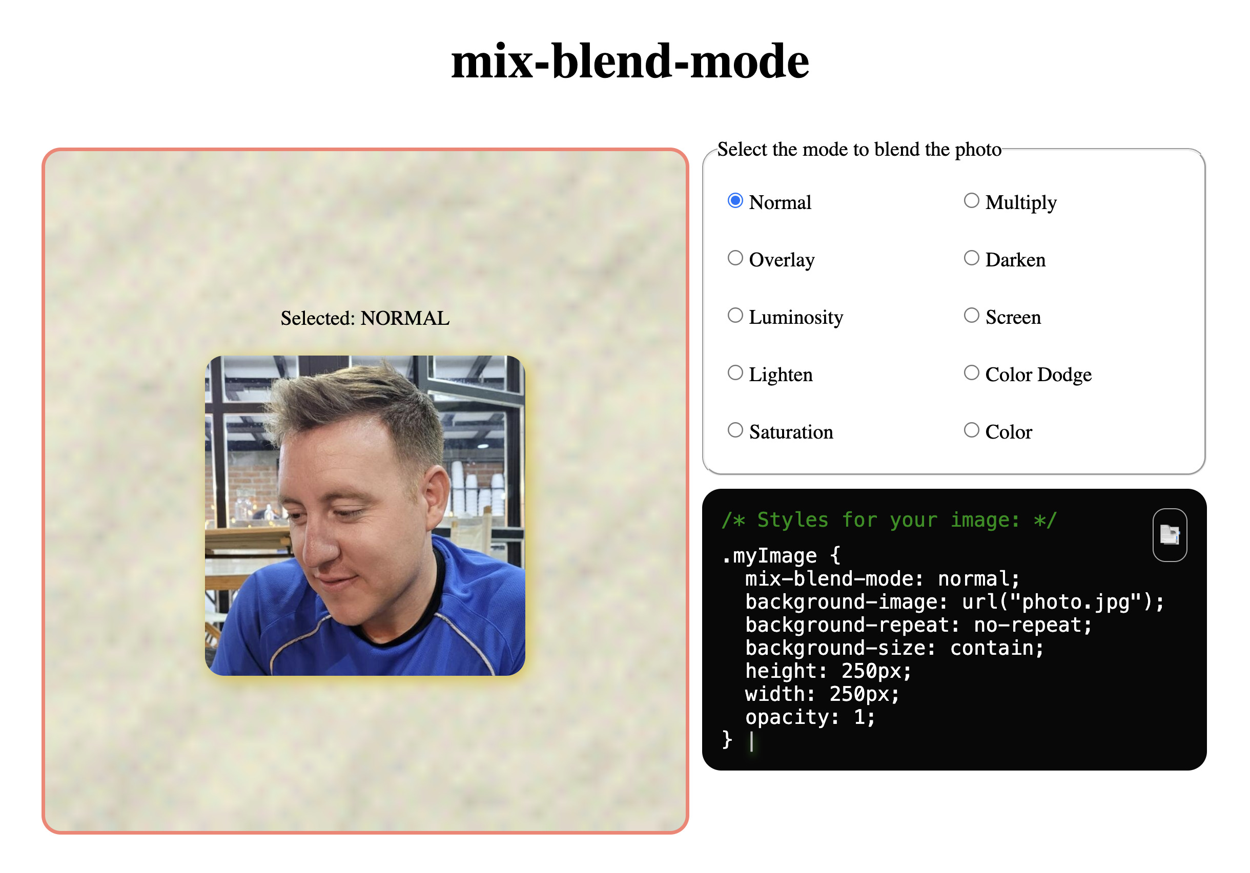 Image Blender - CSS Blend Modes