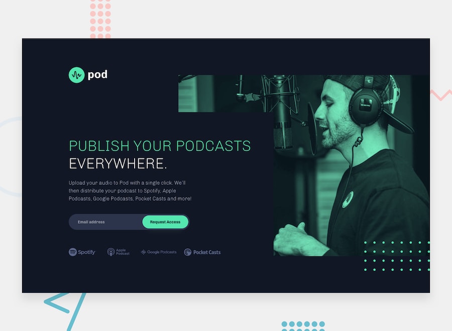 Design preview for the Pod request access landing page coding challenge