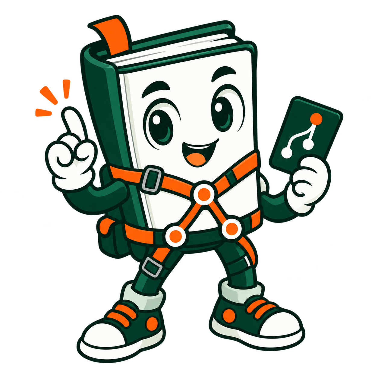 GitLearnOS comic book Agent wearing an orange Git-branch harness